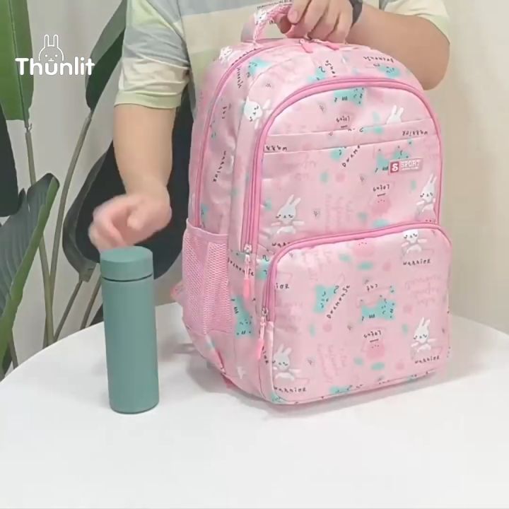 Thunlit Primary School Bag for Kids 6-12 Years Lightweight Large Capacity  Backpack Cute Cartoon Pink Purple Girls Elementary SchoolBackpacks