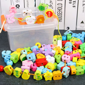 Chuỗi Hạt Động Vật Hoa Quả Bằng Gỗ Đồ Chơi Xâu Dây Nhận Thức Chữ Số Trẻ Em Tập Luyện Xuyên Lỗ Cho Bé 2-6 Tuổi