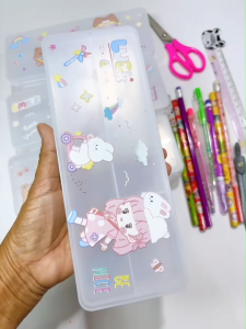 กล่องดินสอ พลาสติก ใส่ของได้ 2 ด้าน พิมพ์ลายแจ่ม ว้าว  วัสดุเกรดพรีเมี่ยม ใบใหญ่จุใจ #62821