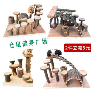 Hamster Golden Silk Amusement Square Bear Apple Branch Ladder Jumping Platform Food Basin Shelter Wooden Toy Molar Supplies