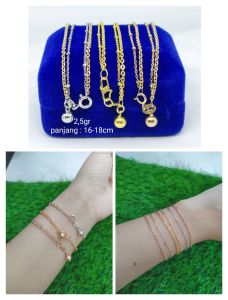 GELANG TANGAN RANTAI JEDAR KOMBI NORI +1 BEL / GELANG PERAK ASLI SILVER 925 LAPIS EMAS/ GELANG FASHION WANITA TERBARU