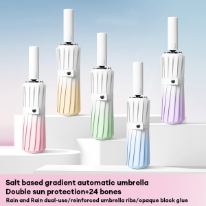 Automatic Gradient Color Sun Umbrella Womens Sun Umbrella UV Protection Windproof Folding Dual-purpose Sunny Rain Umbrella