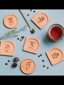 Có Thể Tùy Chỉnh Bằng Gỗ Cốc Đế Lót Ly Gỗ Thật Chịu Nhiệt Cưới Ủng Hộ Quà Tặng Tưởng Niệm Vòng Phong Cách Scandanavian Phụ Kiện Ăn