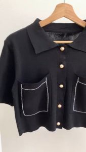BL20342 Stitches Big Pocket Knit Blouse