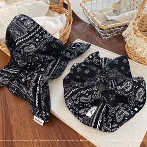 Loof Dream New Fashionable High Quality Fabric Hair Ties Dark Color Patterned Large Bow Hair Accessories Stylish Headwear