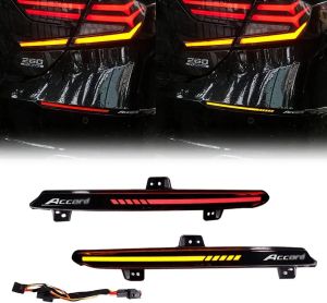 2pcs LED Reflector Rear Bumper Tail Light for Honda Accord 2018 2019 2020 Brake Lamp w/ Dynamic Turn Signal Alphabet Style Smoke Lens