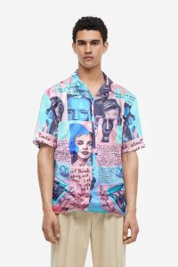 Kemeja Pria/Wanita Dewasa Lengan Pendek | SPOON | Motif - Poster Pink