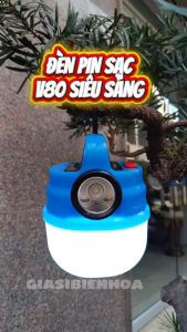 Bóng Đèn Tích Điện V80 80W Siêu Sáng Tích Hợp Đèn Pin Có Sạc Năng Lượng Mặt Trời