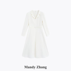 Elegant Waist-defining Lace Dress French Luxury White