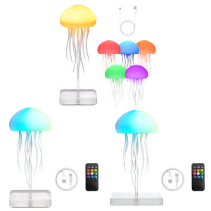Vktech Colorful Jellyfish LED Fairy Lights with Base Cute Jellyfish Desk Lamp for Living Room and Bedroom Decor