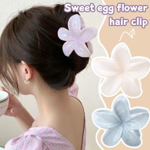 3PCS Fashion Marble Egg Flower Hair Claw Clips for Women Girls Bohemia Style Plumeria Large Crab Hairpin Beach Vacation Shark Clip Hair Accessories
