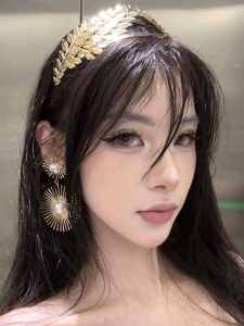 Bohemian Style Gold Crown Hairband Sun Goddess Exaggerated Earrings Photography Props Unbranded Fashion Accessories