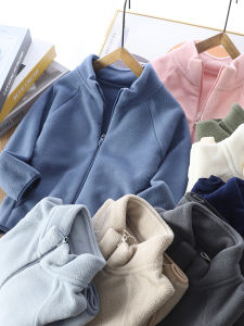 Boys Fleece Jacket Windproof Warm Stand Collar Inner Lining School Uniform Top Autumn Winter Childrens Knitted Open Cardigan