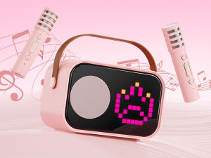 Mini Karaoke Machine for Kids Portable Bluetooth Karaoke Speaker Unpowered Cabinets with 2 Wireless Microphones for Party
