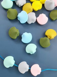 Boilable Silicone Beads Baby Teething Beads DIY Baby Loose Beads String Beads Shell Shaped Beads Kindergarten Handmade