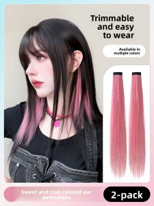 AINIYA | Pink Highlight Colored Invisible Fake Hair Extension