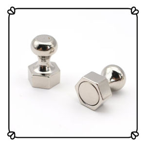 Hexagon Neodymium Magnetic Pushpin Metal Strong Magnets Whiteboard Fridge Thumbtack Durable Powerful Magnet Push Pins for Office