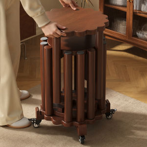 Solid Wood Stacking Bench Home Living Room Extra Storage Dining Table Combination round Stool European Style Adult Furniture