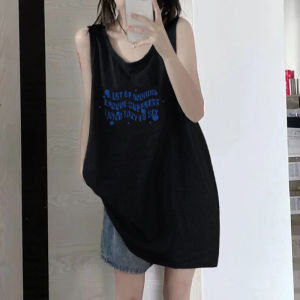 Áo Thun Cotton Không Tay Cổ Treo Thể Thao Mùa Hè Cho Nữ Áo Khoác Ngoài Rộng Rãi Thiết Kế Đơn Giản Áo Thun Cotton Nguyên Chất