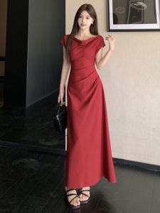 RELNLEX | Đầm Đỏ Vintage Elegance Giảm Cân Kích Cỡ Lớn
