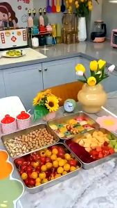 Stainless Steel Organizer Crisper Fresh-Keeping Storage Box with Lid Seal Freezer Food Container Bekas Simpan Makan