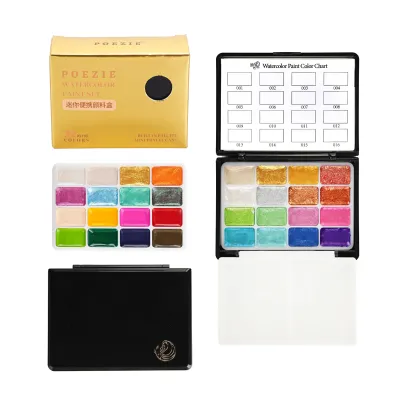 ชุดสีน้ำแบบแข็ง 32 สี ขนาด 0.5 มล. สำหรับมืออาชีพ กล่องพับสามตอน พกพาสะดวก อุปกรณ์วาดภาพสำหรับผู้เริ่มต้นและศิลปิน