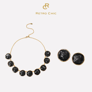 Retro Fashion Wavy Necklace and Earrings White Red