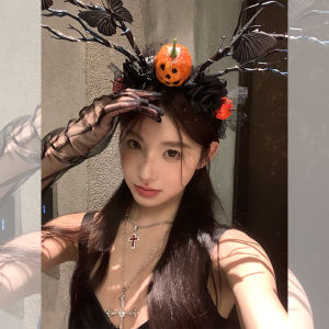 ฮาโลวีนฟักทองกะโหลกศีรษะสาขา ผู้หญิง แถบคาดศีรษะแม่มด Escape สไตล์ตลกกวางกวาง Headwear เทศกาลอุปกรณ์เสริมผม Band