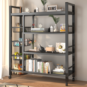 ตู้หนังสือเหล็กหลายชั้นแบบเคลื่อนที่ได้ ตู้เก็บของสำหรับตกแต่งบ้าน ตู้หนังสือ ตู้ของเล่น ตู้ของกิน ตู้เก็บของ ตู้โชว์ ตู้เก็บของสำหรับบ้าน