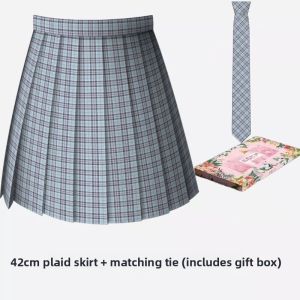 Original Jk Uniform Skirt 39cm Collection Versatile High Waist Plaid Pleated Short Skirt for Women Sweet Style Polyester Material