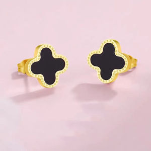 ตูมหูไม่ลอก OYJR สำหรับผู้หญิง ตูมหูใบโคเวอร์ ต่างหูสแตนเลส แฟชั่นสำหรับชุ่วงความงาม