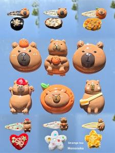 Original Design Capybara Guinea Pig Orange Twist Stick BB Dopamine Hair Clip Set Clog Shoe Accessories Fashionable Hairpins