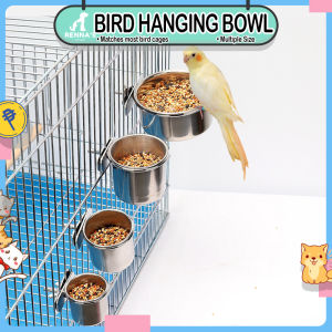Rennas Bird Hanging Bowl Bird Stainless Bowl Bird Feeder Bird Cage For Bird Toy Bird Accessories