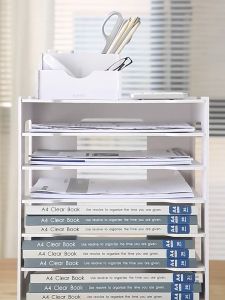 ชั้นวางของตกแต่งชั้นวางของไฟล์กล่องเก็บเอกสารเดสก์ท็อปชั้นวางของไฟล์หลายชั้นกล่องใส่ปากกากล่องใส่หนังสือยืนสำนักงาน