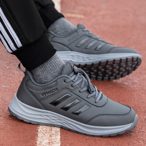 Mens Leather Surface Shoes Anti-Slip Comfortable Sports Casual Shoes for Middle-Aged And Elderly People Waterproof Autumn Winter