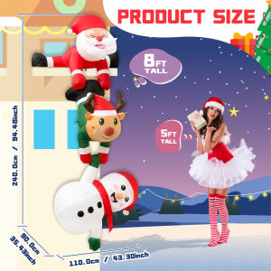 8FT/2.4M Christmas Inflatables Baby Snowman with Red Hat Gloves Build-in LEDs for Indoor Outdoors Lawn Xmas Eve Decorations