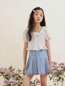 LOVESASAKIDS | French Style Rose Garden Square Neck Puff Sleeve Lightweight Blouse