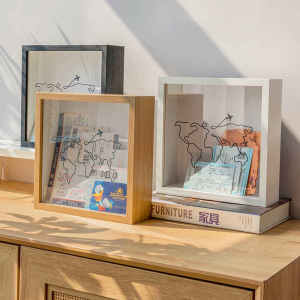 Time Fragment Picture Frame Concert Ticket Travel Postcard Map Air Ticket Storage Box Square Shape Home Decoration Frame