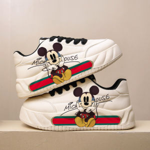 Original Mickey Joint White Shoes Womens Shoes 2024 New Arrival Thick Sole Hidden Heel Versatile Fashion Casual Board Shoes