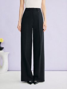 Summer Elegant Business Casual Drapey Texture Straight Wide Leg Pants