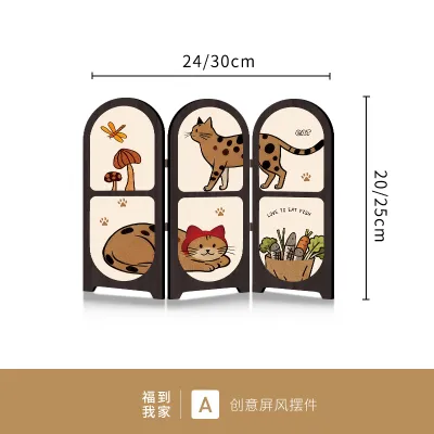 Modern Minimalist Cartoon Cat Screen Divider Living Room Entrance Hallside Cabinet TV Cabinet Decorative Folding Tabletop Display