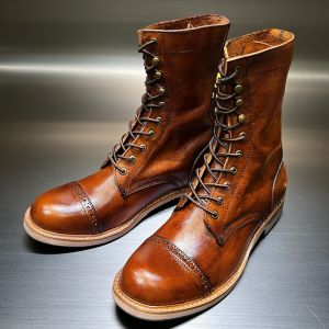 Retro Breathable Vintage Style Mens Leather Boots with Lace-Up Closure Knee-High Length Motorcycle Shoes Versatile Trendy