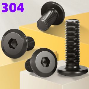 SS A2 Black M4M5M6 Allen Head Screws 304 Stainless Steel Hex Socket Flat Head Bolts for Furniture Woodworking DIY Windows Doors