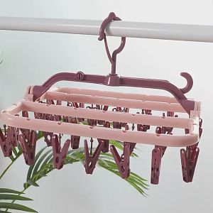 12 32 pegs hanger Drying Rack laundry Lingerie Clothes 32 Peg Underwear Hanger with Clips for Socks clip drying
