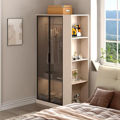 Bedside Space-Saving Wardrobe With Nightstand For Kids