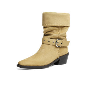 Reddragonfly | Cowboy Style Ankle Boots Brown Heel Female