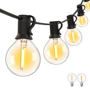 25FT/33FT/50FT G40 Plastic Shatterproof String Lights Outdoor Waterproof Hanging Light Backyard Porch Balcony Christmas Party Decor