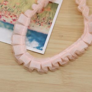 1 Yard/lot Multicolor Pretty Pleated Organza Lace Ribbon Gathered Mesh Fabric Handmade DIY Wedding Dress Lace Trim Sewing Craft