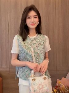 New Chinese Style Song Jin High End Vest Top Women Summer Short Size Small Zen Style Vest Fashionable Polyester Fiber