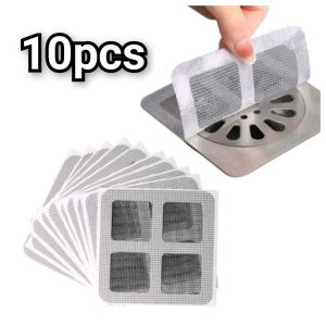10PCS Stiker Filter Rambut Jaring Penutup Saluran Air Anti Kecoa Nyamuk Jendela Pintu 10x10cm